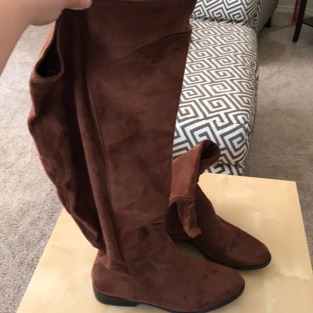 Tan suede knee boots